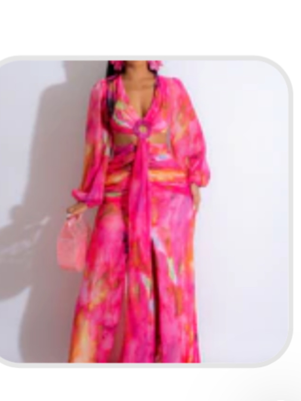 Vibrant Pink Tie-Front Maxi Dress